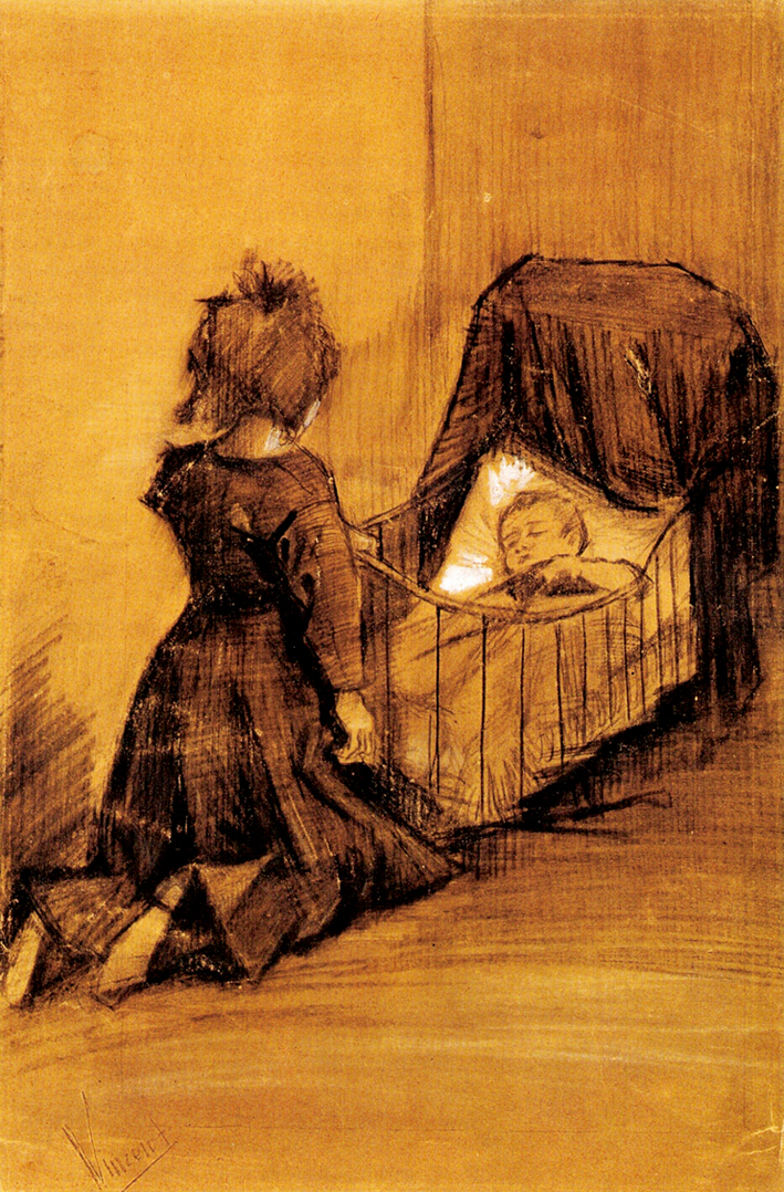  文森特·威廉·梵高  Vincent Willen Van Gogh —— 看婴儿的女孩1883(1)